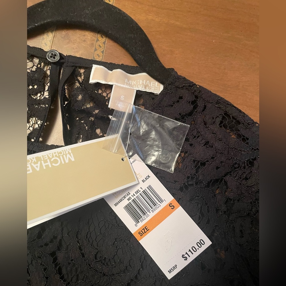 Michael Kors Black Floral Lace Long-Sleeve Blouse